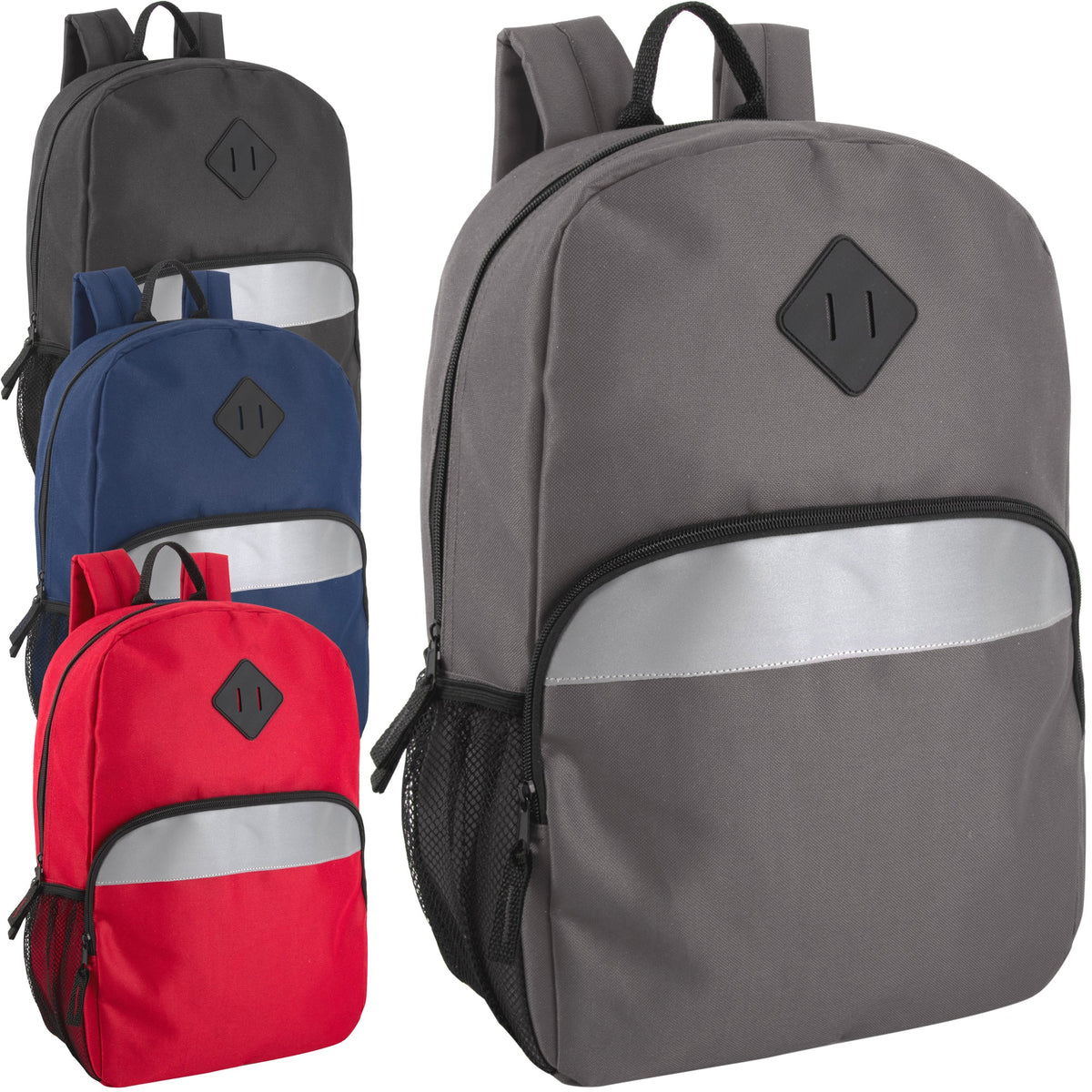17-Inch Bulk Safety Reflective Backpack with Side Pocket