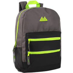 17-Inch Bulk Double Front Zippered Pocket Backpack