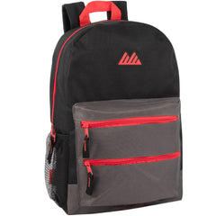 17-Inch Bulk Double Front Zippered Pocket Backpack