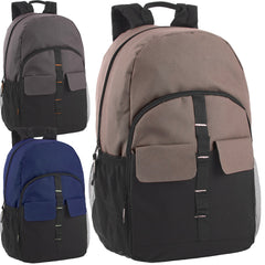 18-Inch Bulk Double Flap Daisy Chain Backpack - 3 Dark Colors
