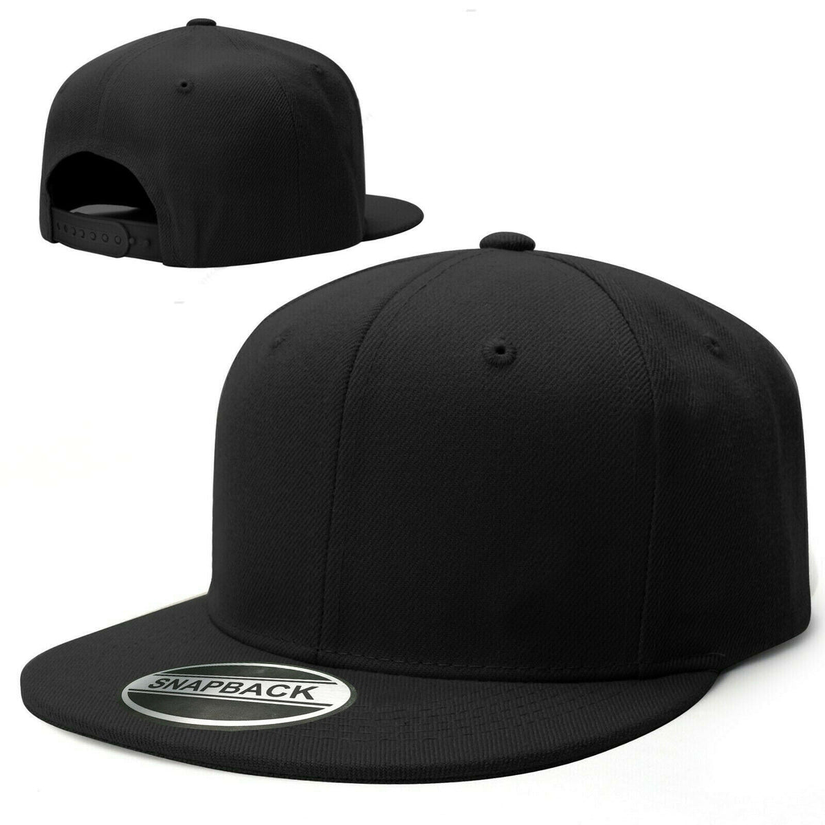 Flat Baseball Cap Plain Blank Snapback Adjustable Hat