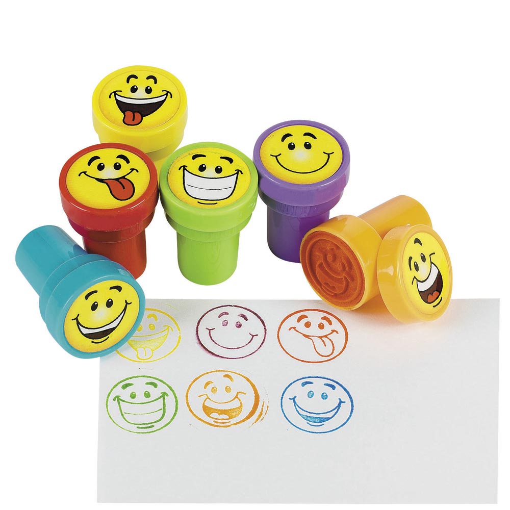 Smile Goofy Face Ink Stamper Assortment (24 PACK)