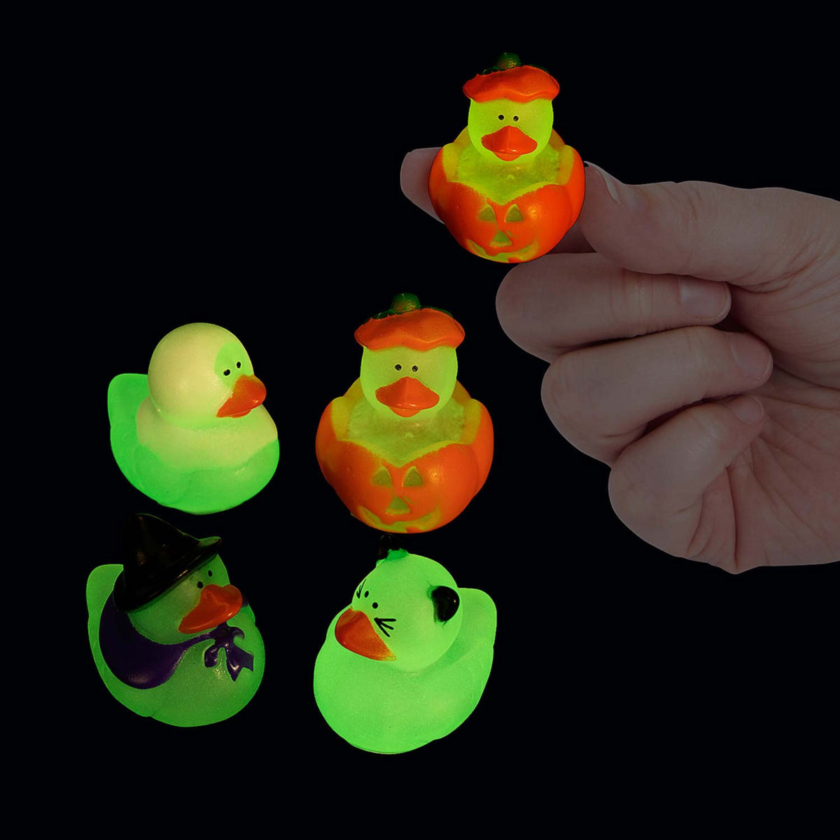 Glow In The Dark Mini Halloween Rubber Duckling Assortment 1" (DZ)