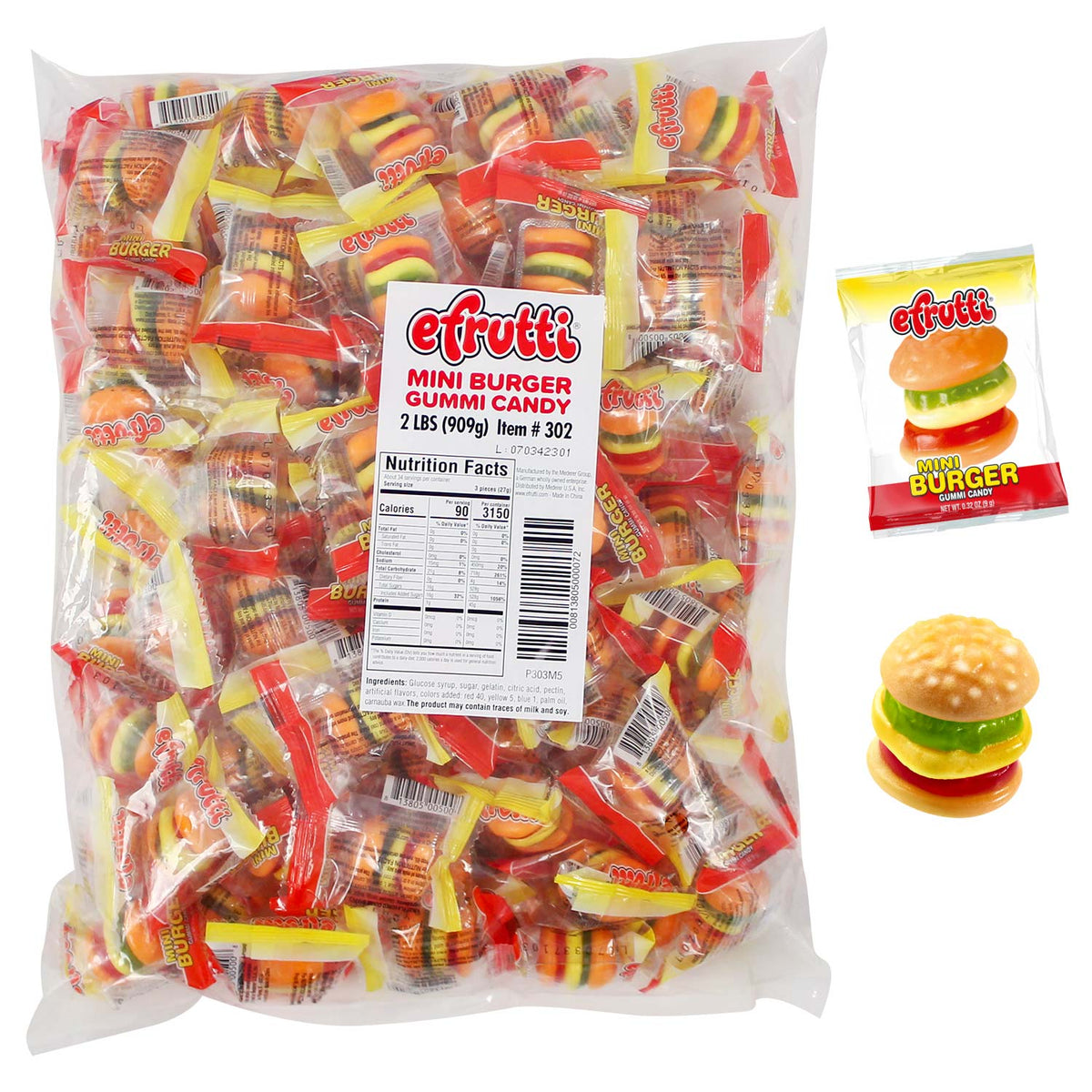 Mini Burger Gummi Candy 2 lbs (100 PACK)