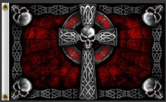 CELTIC SKULL CROSS DELUXE 3' X 5' BIKER FLAG (Sold by the piece)