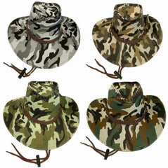 Camouflage Cowboy Adults Hats In Bulk - Assorted