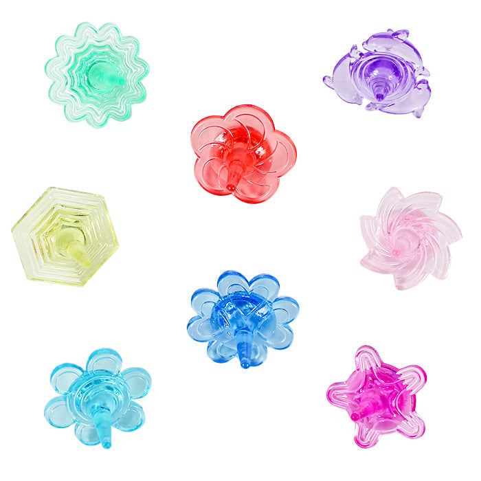 Clear Flower Spinning Top Assortment 1.25" (100 PACK)