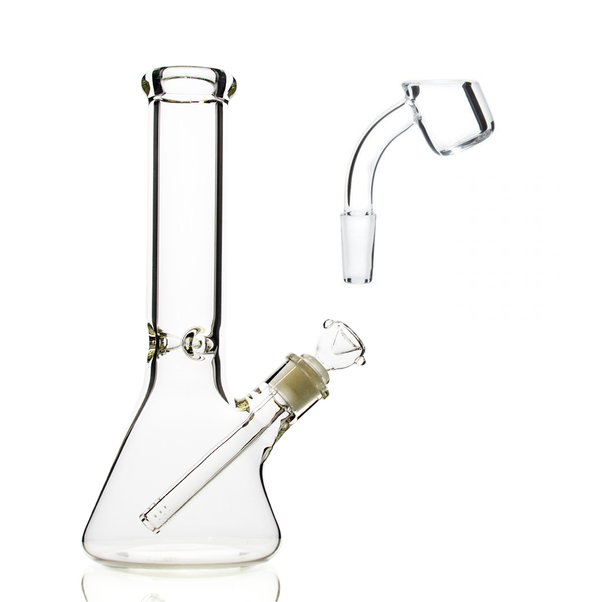 12" 7MM Clear Beaker with 14mm Male Bowl and 45° banger
