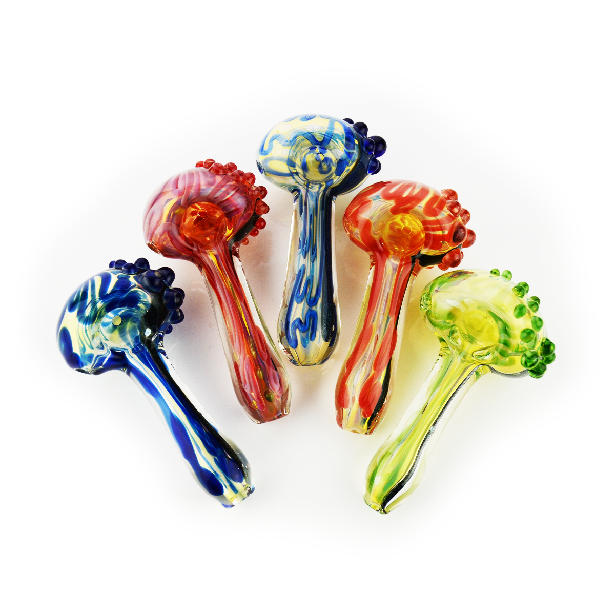 4.5" Hand Pipe Spoon Dicro Art Gold Fume Glass