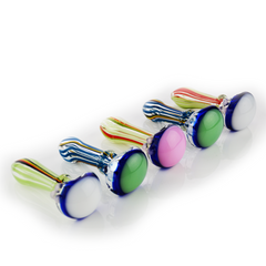 4.5" Hand Pipe Spoon with Color Line Double Glass and Rasta Lines