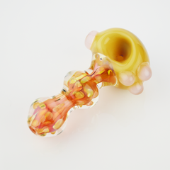 4.5" Hand Pipe Spoon Double Glass Silver Fumes with Ring and Slime Head