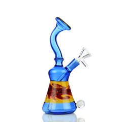 9" Water Pipe with Color Tube and Reversal Art and 14mm Male Bowl