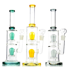 14” Water Pipe Double Dome Shower 18mm Male Bowl Included Approx 540 Grams