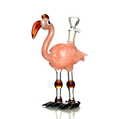 8" Flamingo Water Pipe with Glass Frit and 14mm Male Bowl
