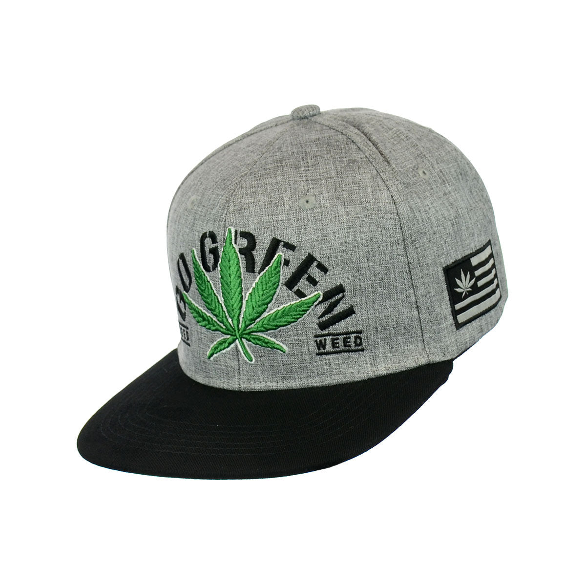 Go Green Leaf Embroidered Snapback Hat