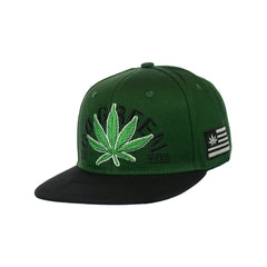 Go Green Leaf Embroidered Snapback Hat