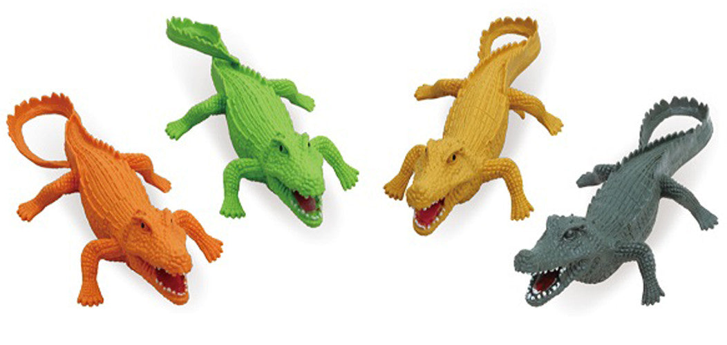 LARGE 9 INCH RUBBER PVC ALLIGATORS (sold by the pack of 4 asst gators )