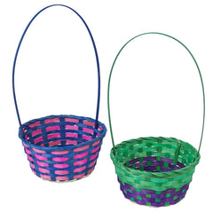 Small Round Bamboo Easter Basket Assorted 8" (EACH)