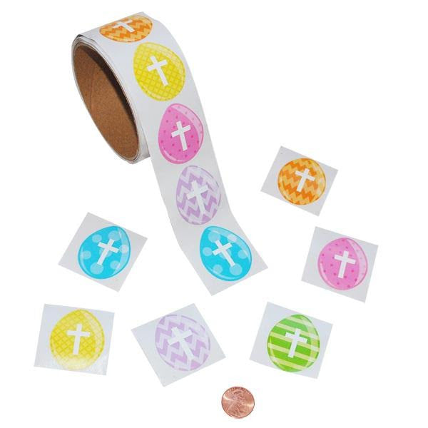 Easter Egg Cross Stickers (100 stickers per roll) 3?› each