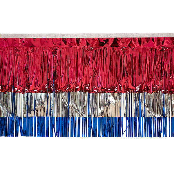 Float Drape - Red Silver Blue Metallic Fringe 15" x 10' (EACH)