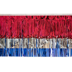 Float Drape - Red Silver Blue Metallic Fringe 15" x 10' (EACH)