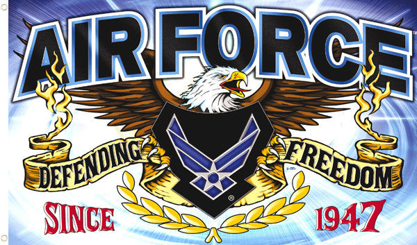 AIRFORCE DEFENDING FREEDOM DELUXE 3 X 5 FLAG ( sold by the piece )