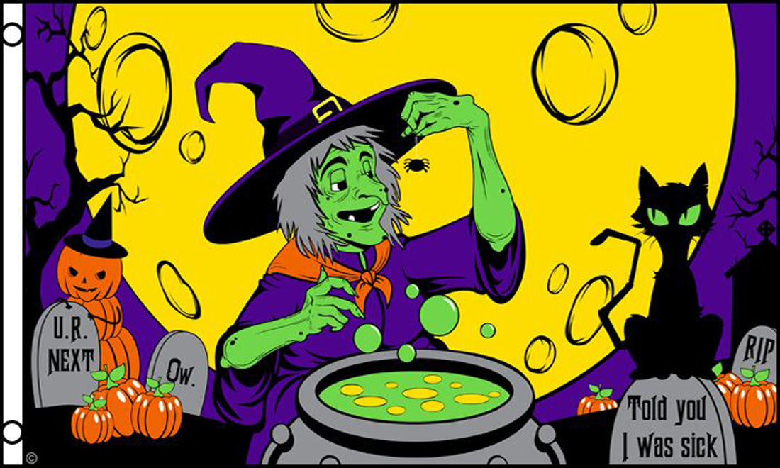 WITCHES BREW halloween  3 X 5 FLAG ( sold by the piece )