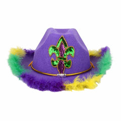 Feather Rimmed Fleur De Lis Cowboy Hat (EACH)