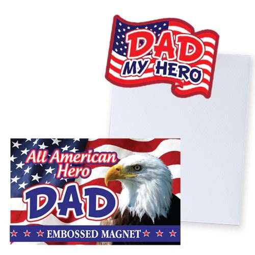 Embossed Dad My Hero Magnet 3.5" (EACH)