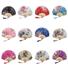 Chinese Style Hand Held Fans Personalized Pattern Silk Bamboo Folding Fans Handheld Wedding Hand Fan Cool Bamboo Flower Fan