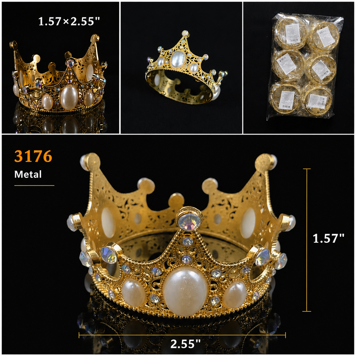 Metal Gold Crown decoration Topper 3176