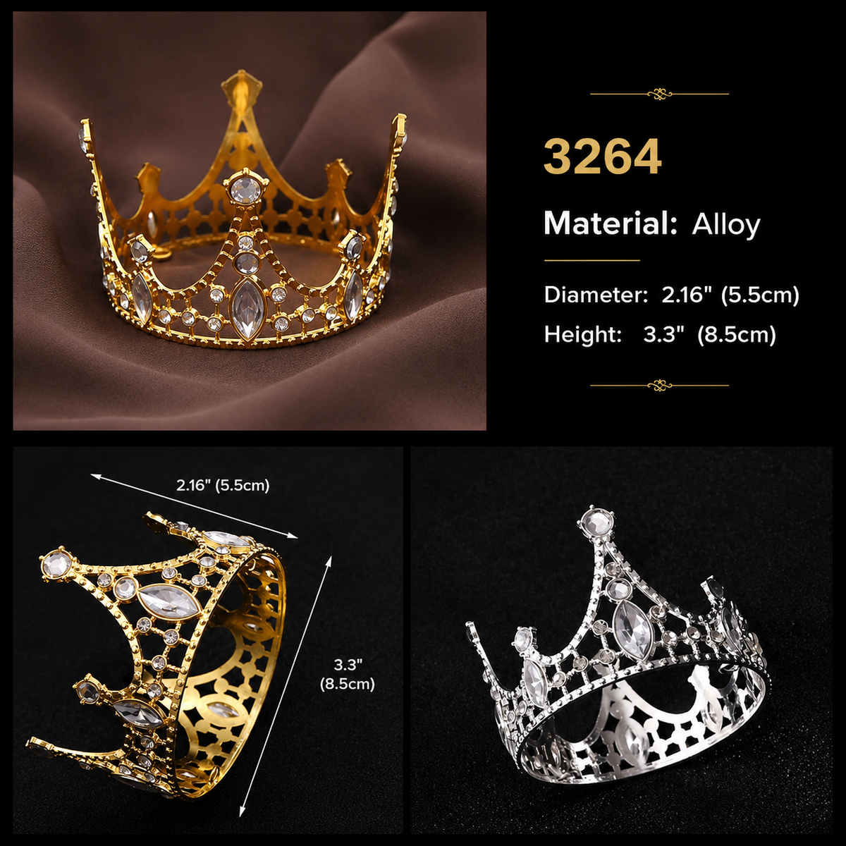 Metal Gold Crown decoration Topper 3264