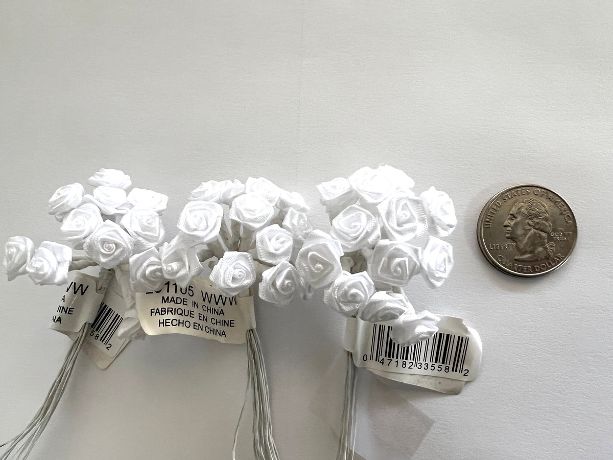 SILK AND WIRE SMALL ROSES ( sold by bag of 144)