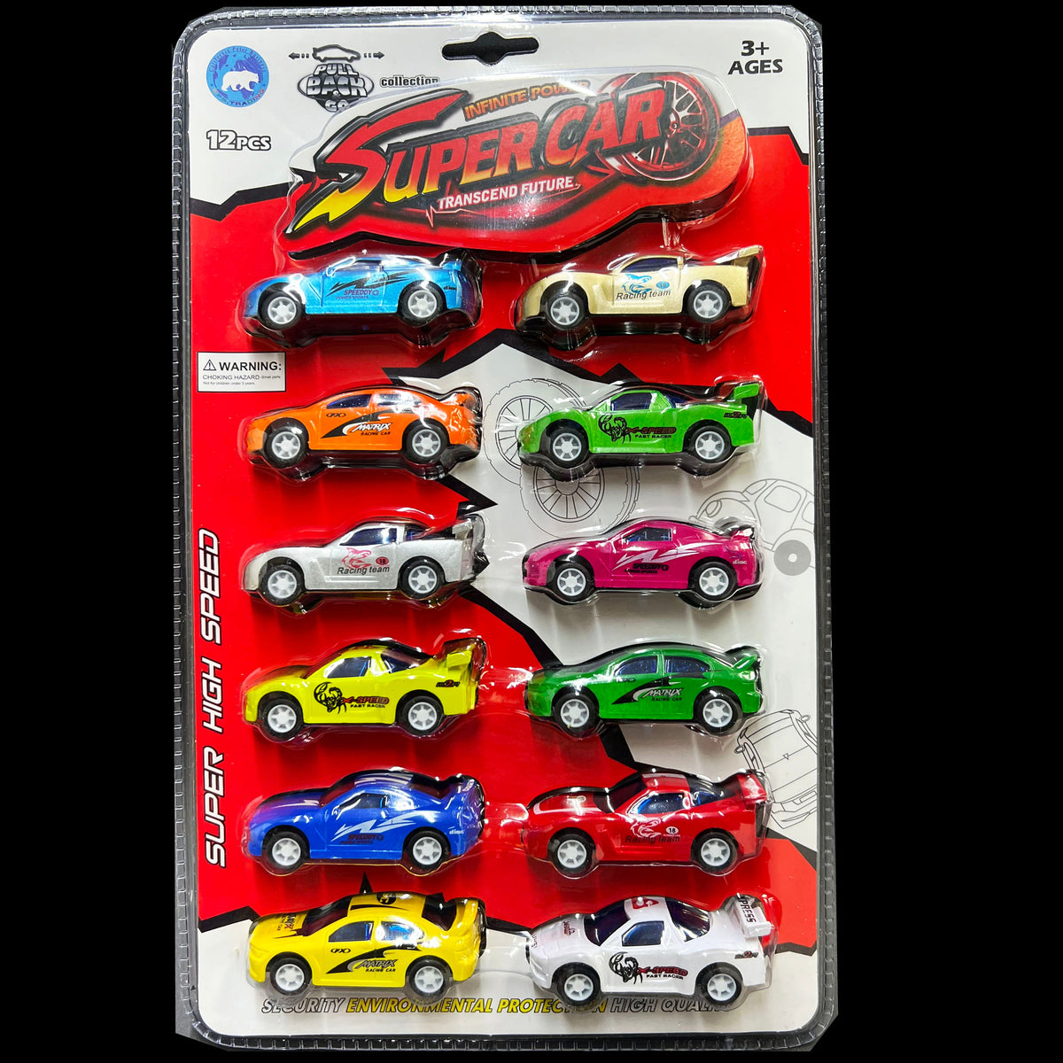 12Pcs Set Super Pull Back Car