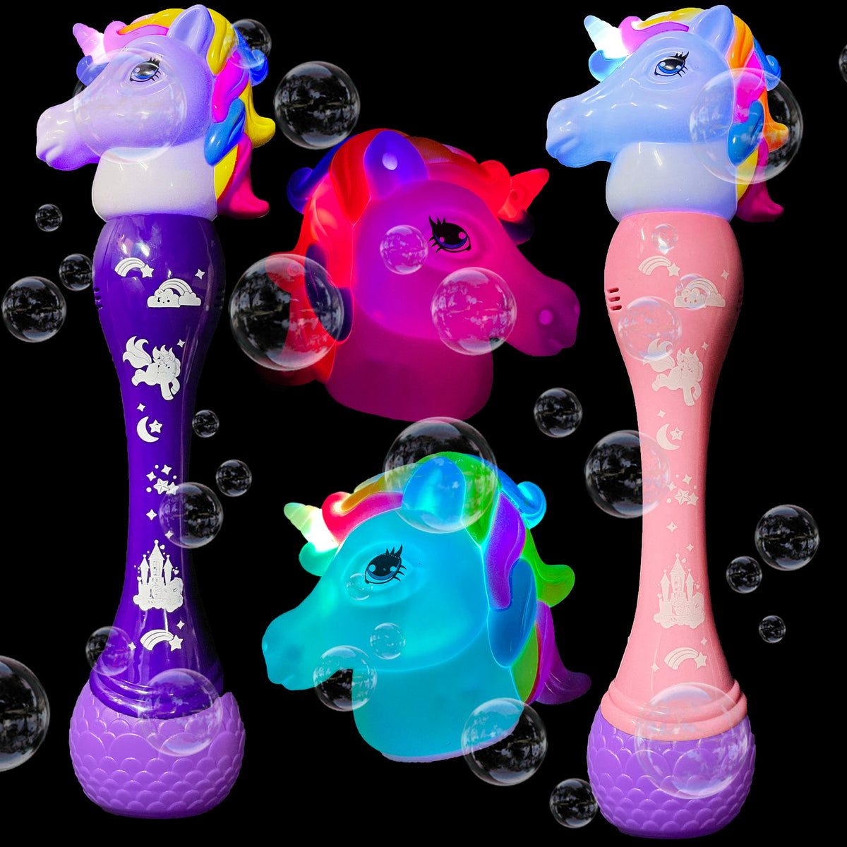 Wholesale Unicorn Automatic colorful Bubble Gun wand