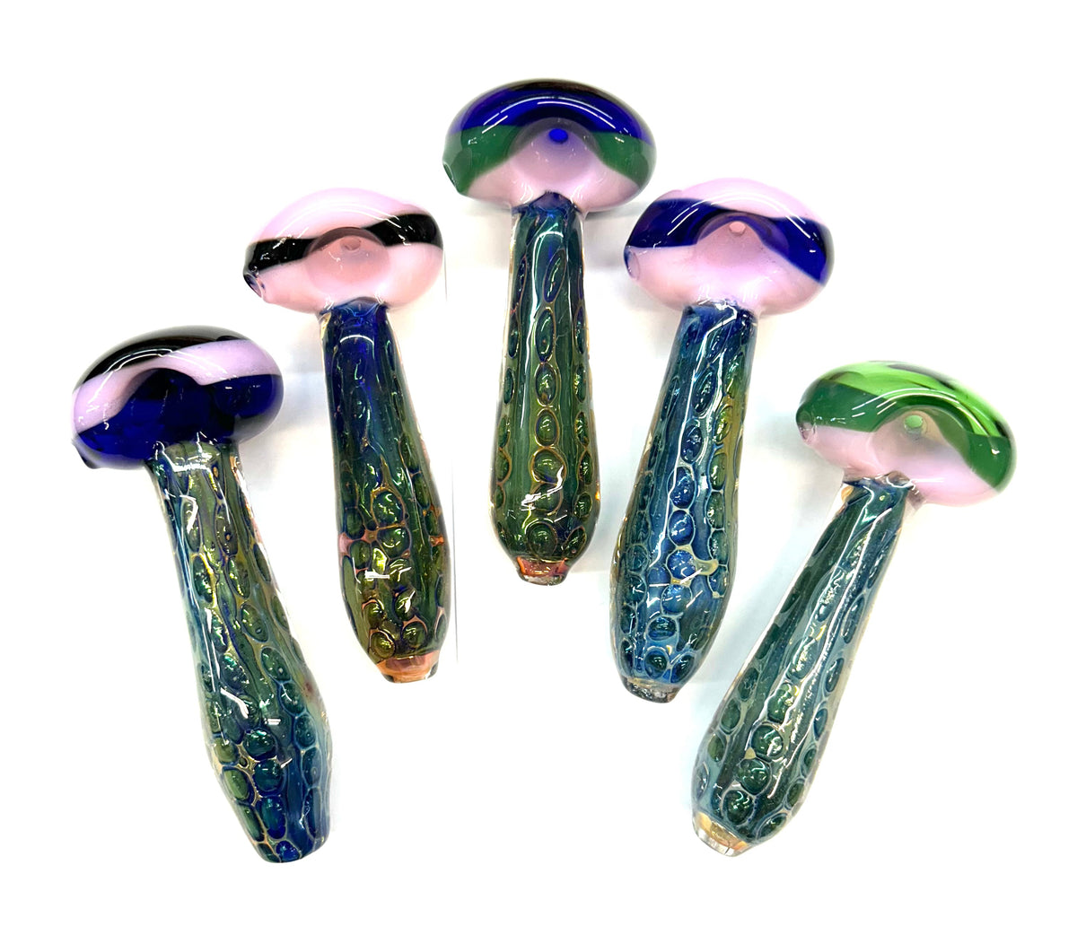 4.5" Gold Fume Glass Hand Pipe Double Glass Bubble Trap Art