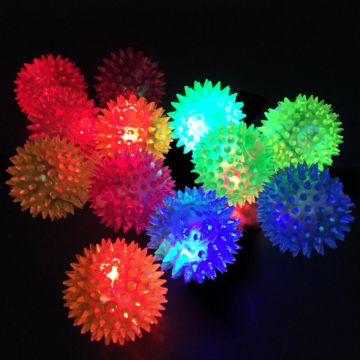 Light Up Spiky Squeeze Squeaker Ball Toy