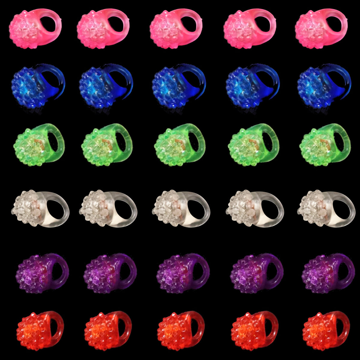 24 Piece Pack LED Multicolor Light Up Jelly Ring