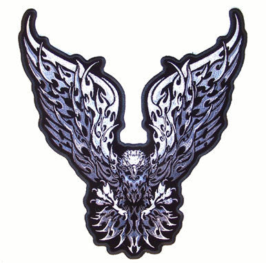 JUMBO FLAMING FIRE TRAIBAL EAGLE PATCH 12 INCH (Sold by the piece)