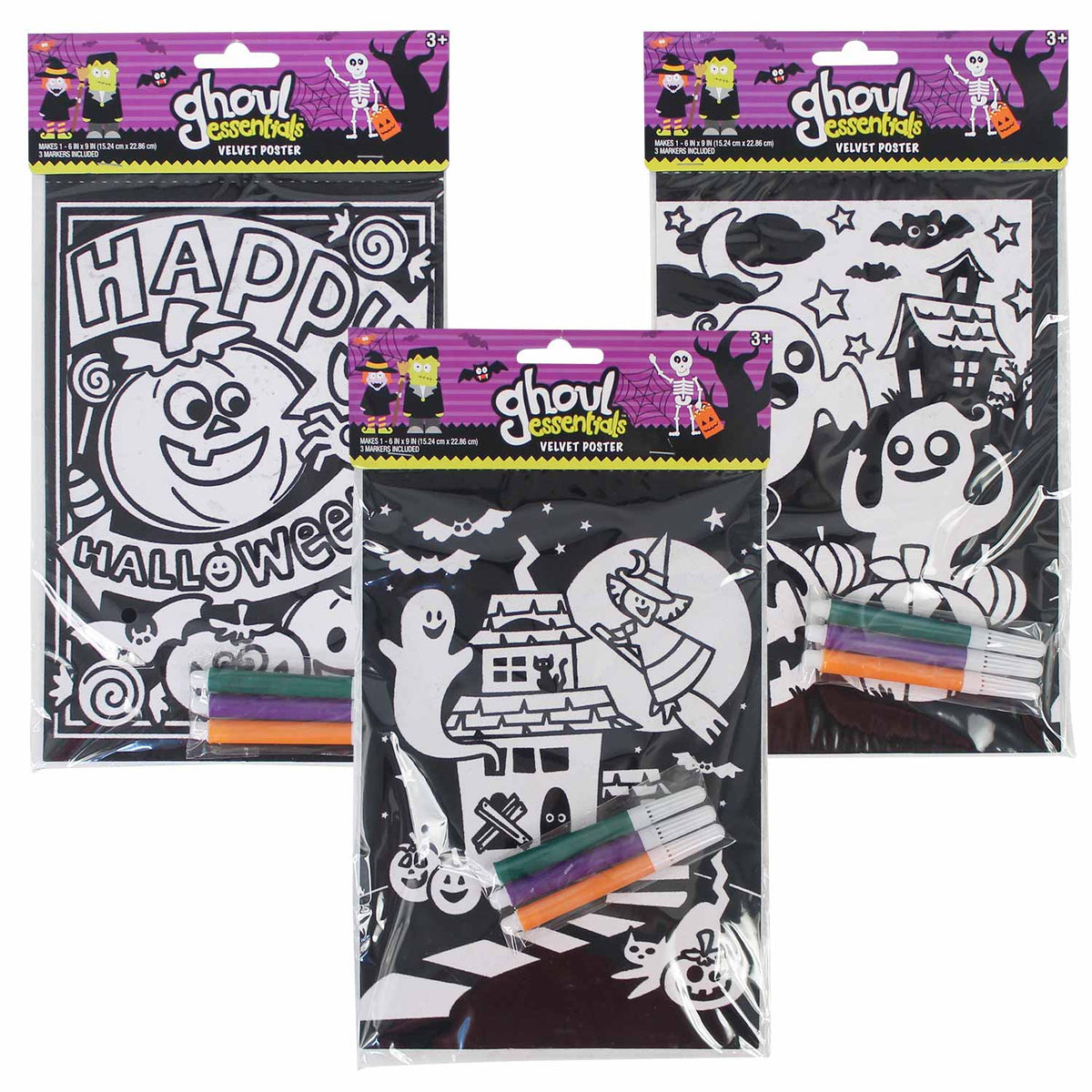 Halloween Velvet Coloring Poster Assorted 8" (EACH)