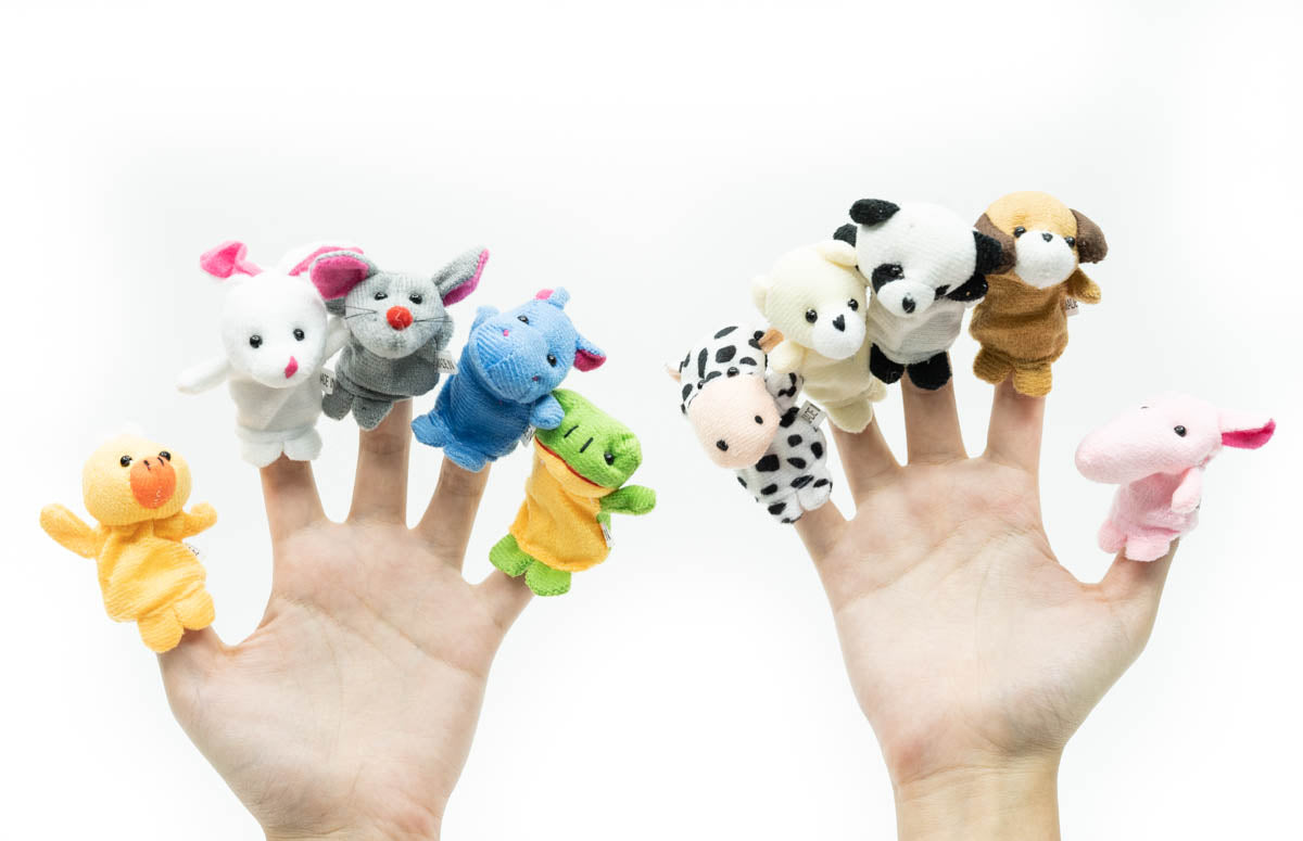 Pack of 10 Cloth Animal Finger Puppets