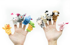 Pack of 10 Cloth Animal Finger Puppets