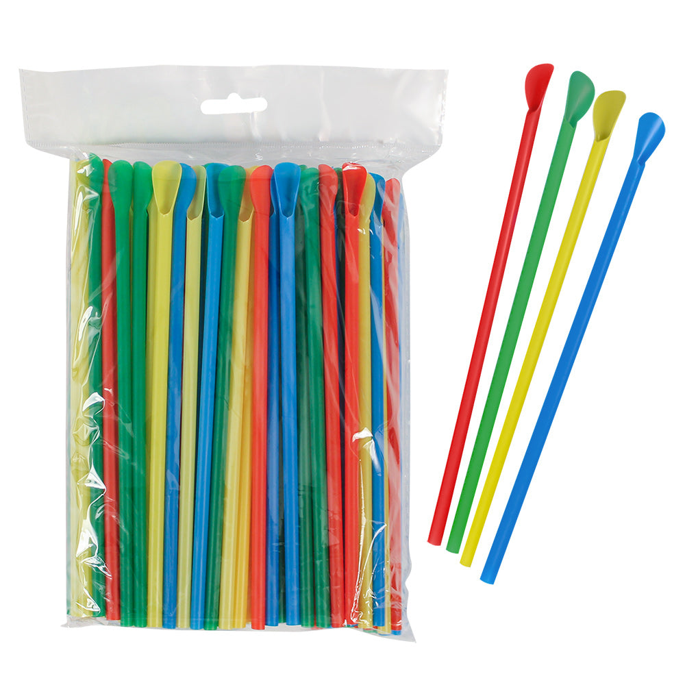 Snow Cone Spoon Straw Assortment (200 PACK)