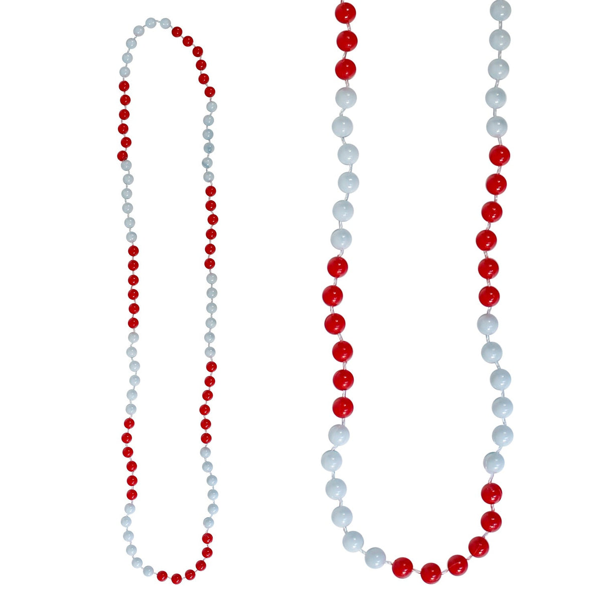 Beads - Segmented Red and White Round 7.5mm 33" (DZ)