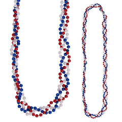 Beads - Braided Red White Blue 42" (DZ)