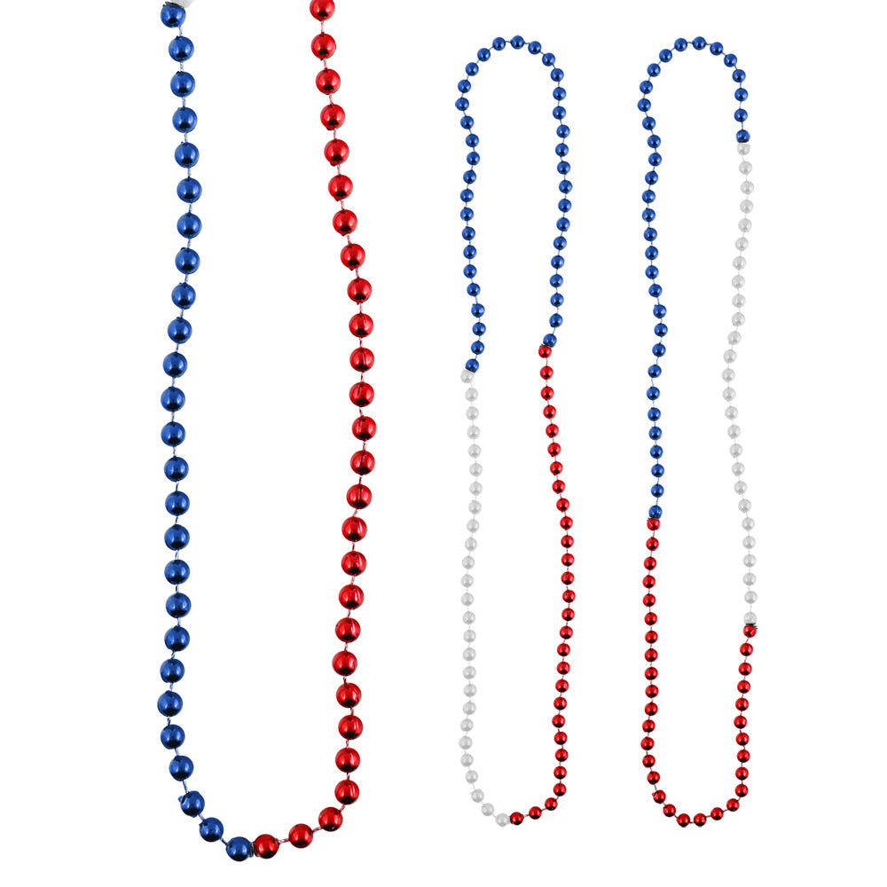 Beads - Segmented Patriotic Round 7mm Premium Grade A 33" (144 PACK)