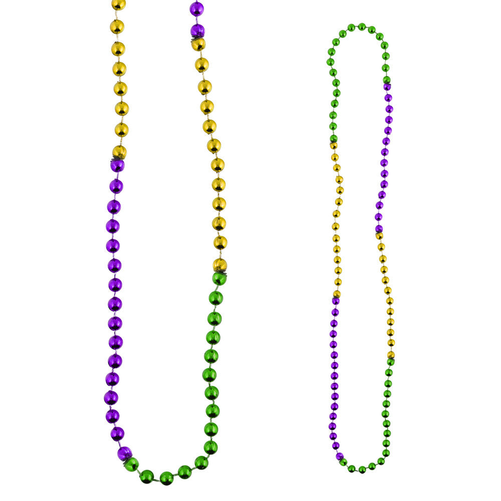 Beads - Segmented Mardi Gras Round 7mm Premium Grade A 33" (144 PACK)