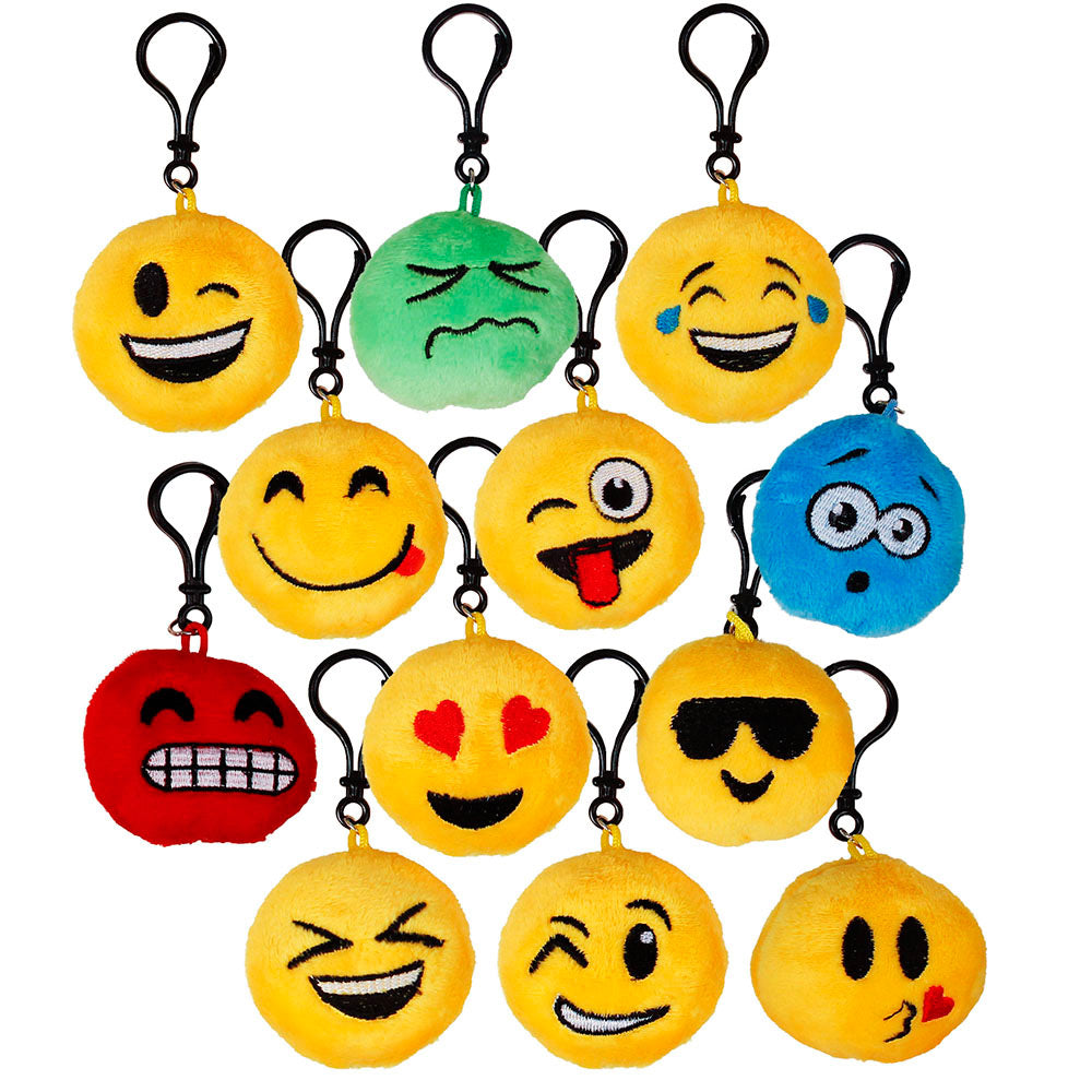 Emoticon Keychain Clip Assortment 2.75" (24 PACK)