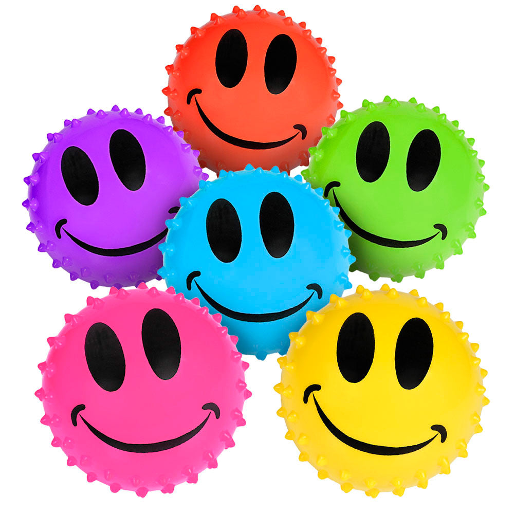 Inflated Smile Face Knobby Ball Assortment 3" (DZ)