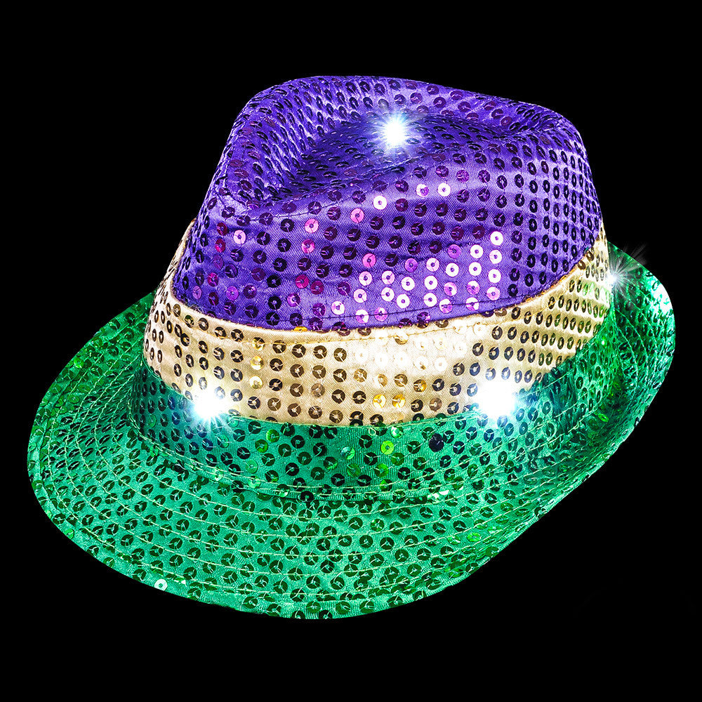 Mardi Gras Light Up Fedora (EACH)
